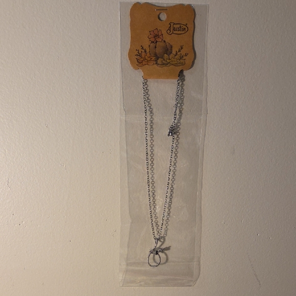 Justin Boots Jewelry - Chic Silver Necklace with Horse Charm